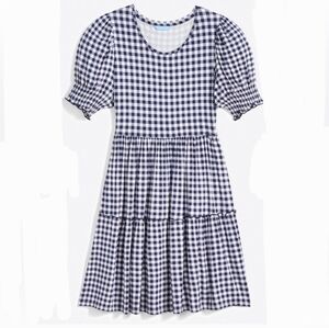 Draper James Lee Ann Blue/White Gingham Tiered Dress Size XXL